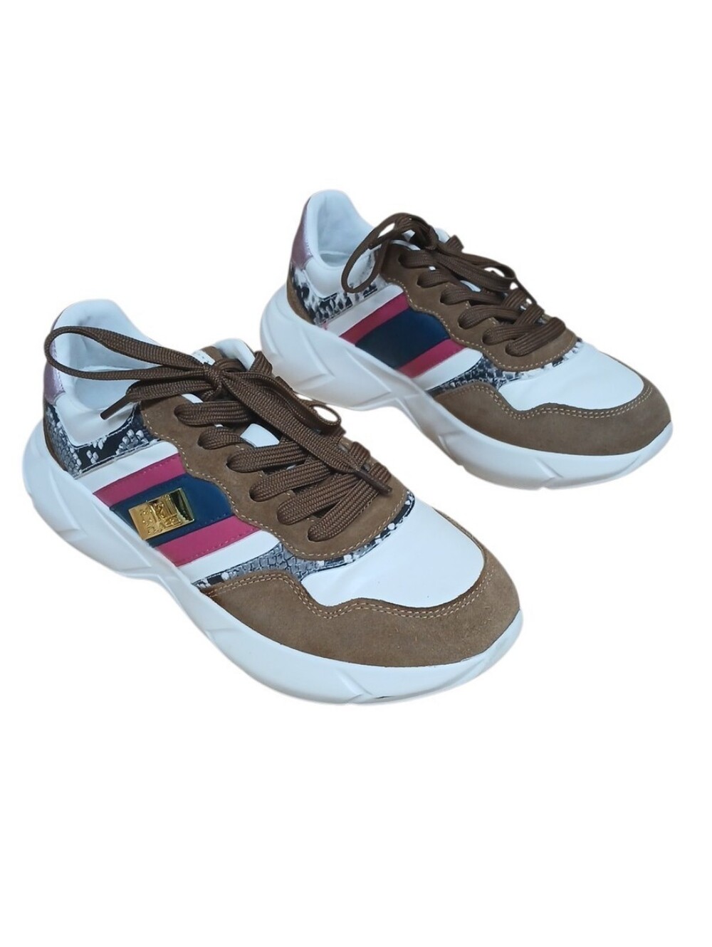 Cavalli Class Mixed Print Fashion Sneakers Size 38 (US 7)